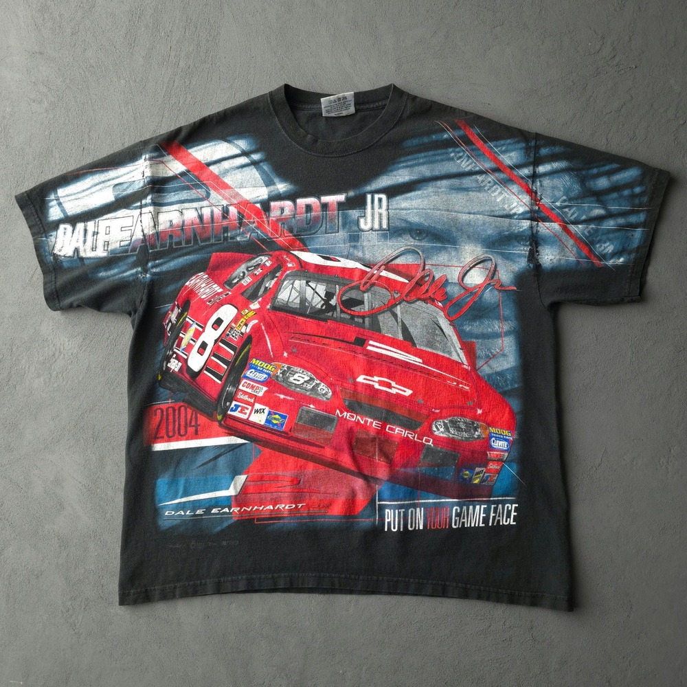 Vintage 2000s Chase Authentics Dale Earnhardt Jr T-shirt Large Black NASCAR AOP - Picture 10 of 10